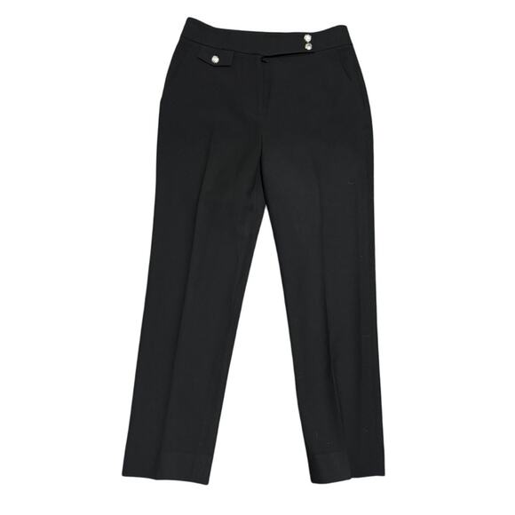 Veronica Beard Black Slim Ankle Pants – Size 6 Flat Front with Silver Buttons - Picture 2 of 7